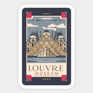 A Vintage Travel Art of the Louvre Museum in Paris - France Sticker